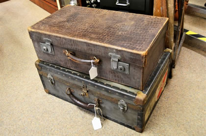 Selection of old leather travel cases