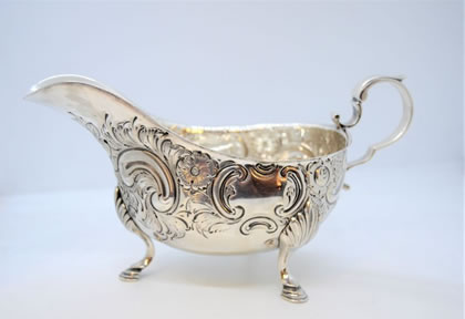 Victorian silver sauce boat