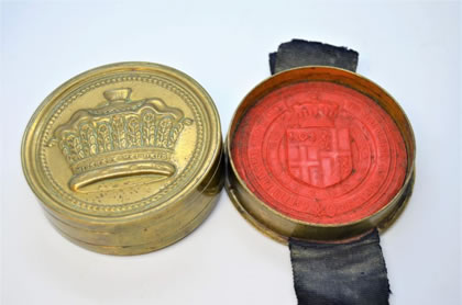 19th century wax seal & box
