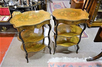 Pair of 19th century three tier wot-nots