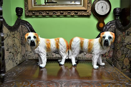 Pair of Victorian Staffordshire dogs