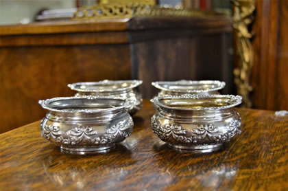 Set of four victorian silver salts