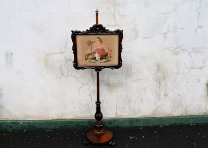 Victorian rosewood pole screen