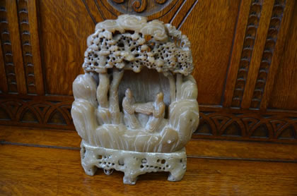 Antique chinese carved soapstone group