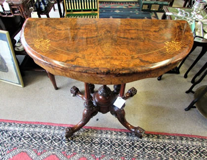 Victorian burr-walnut card table