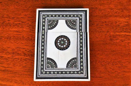 Inlaid bone indian card case 