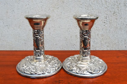 Pair silver candlesticks 