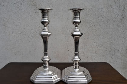 Pair silver candlesticks