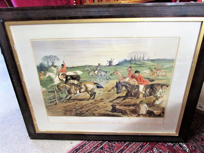 19th century walnut framed hunting engraving