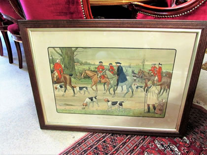 Oak framed hunting engraving
