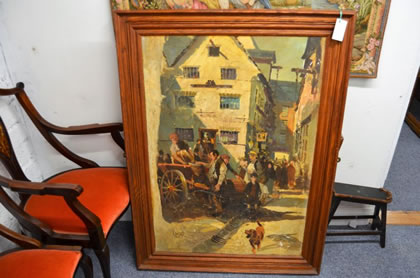  Large oak framed oil on board oil painting