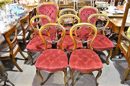 Eight piece walnut suite