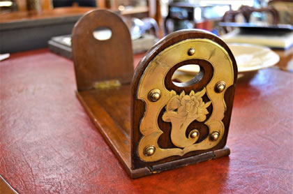 Victorian brass wooden book slide