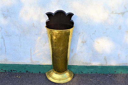 Brass & oak stick stand