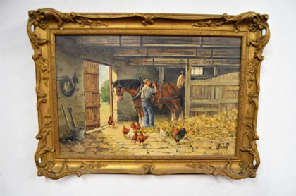 Gilt framed oil painting by george bennett
