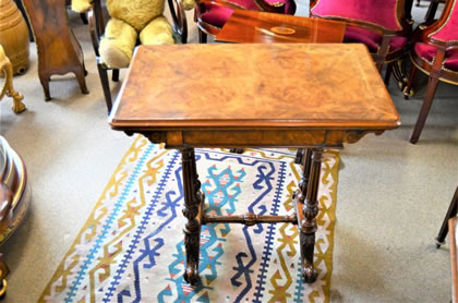Victorian burr walnut card table