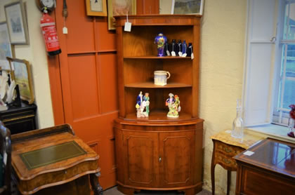 Large yew wood corner cabinet