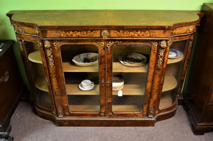 Victorian burr walnut credenza 