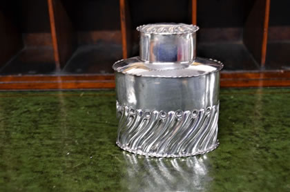 Silver tea caddy