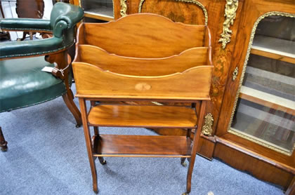 Edwardian mahogany book trough / stand