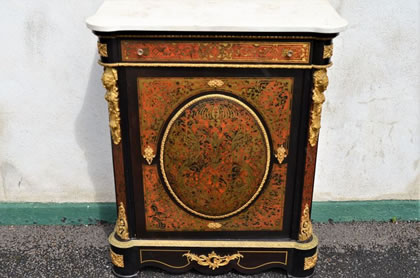 Marble top french boulle cabinet