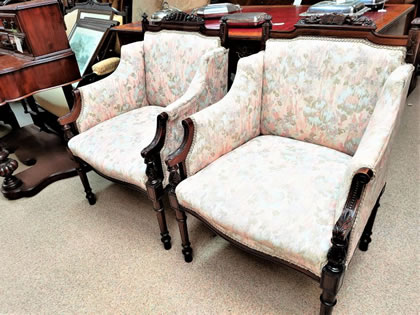Pair of mahogany armchairs