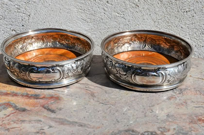 Pair of Georgian silver coasters