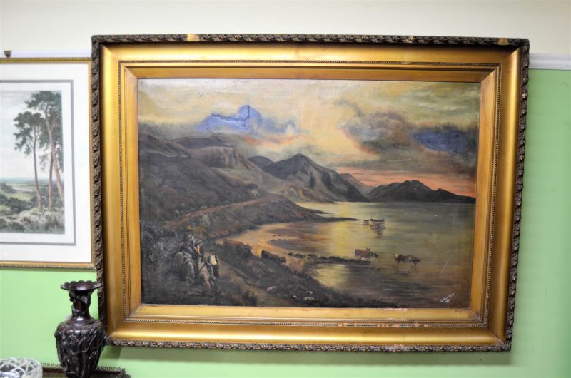Large gilt framed 19th century oil painting