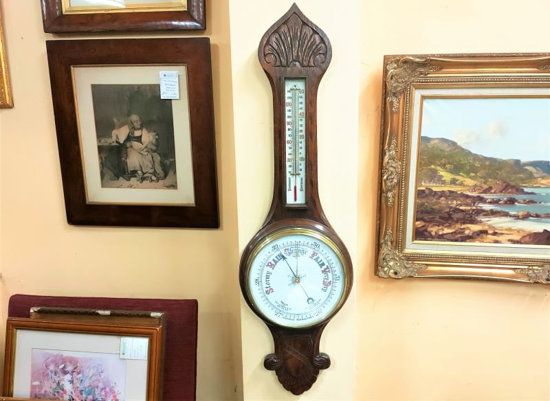 Edwardian oak cased barometer 