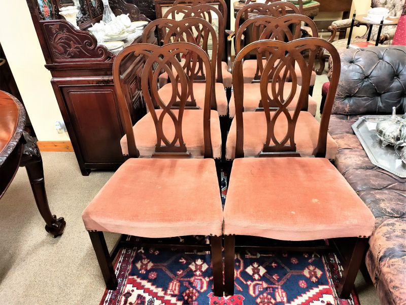 Set of eight dining mahogany dining room chairs 