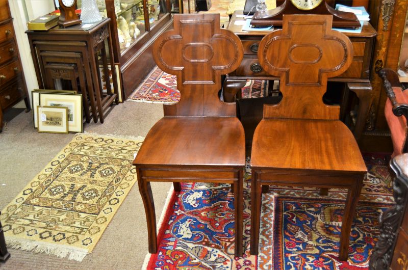 Pair of 19th century hall chairs