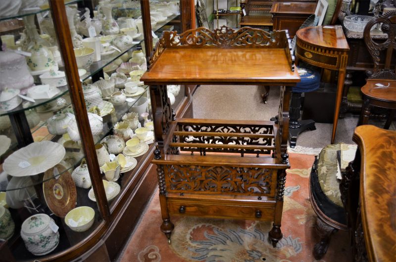 Victorian burr walnut canterbury