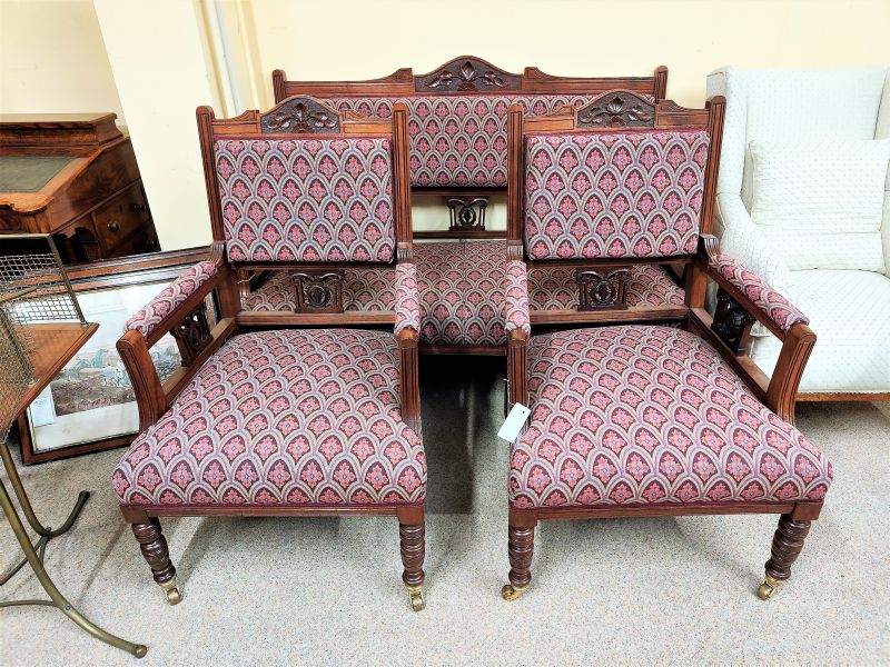 Edwardian mahogany three piece suite, 