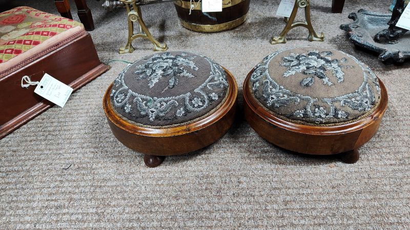 Pair of victorian mahogany foot stools