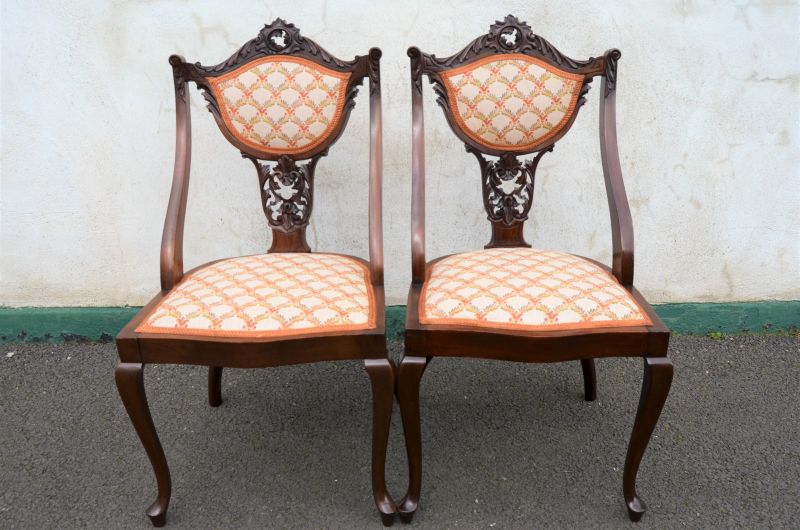 Pair of edwardian mahogany armchairs