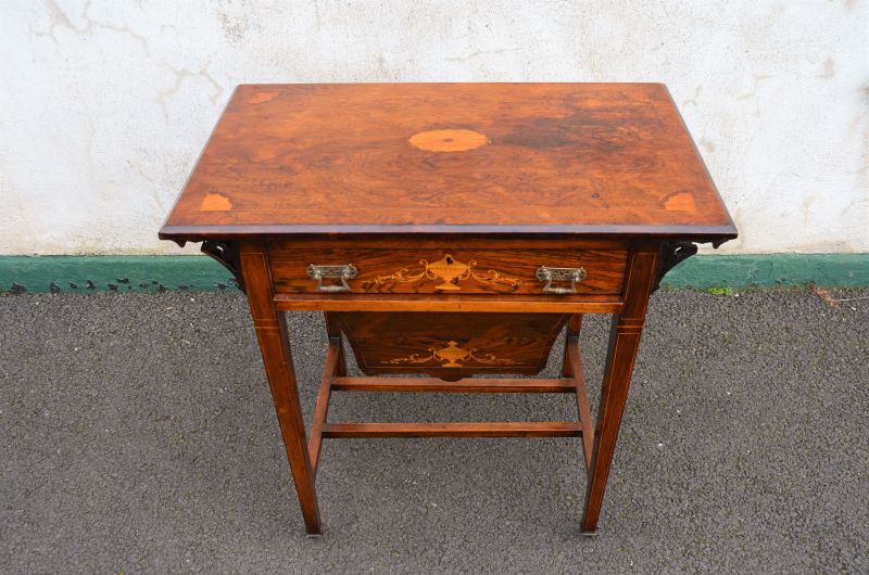 Victorian work table with inlay