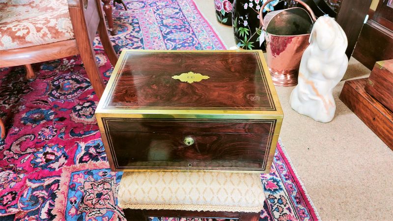 Victorian rosewood & brass bound box 