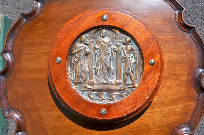 Victorian oak framed bronze plaque