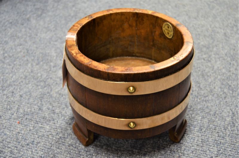Oak & brass bound small planter