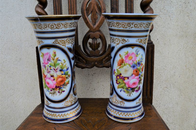 Pair of victorian painted vases