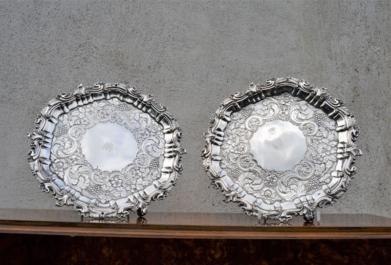 Pair of irish silver salvers