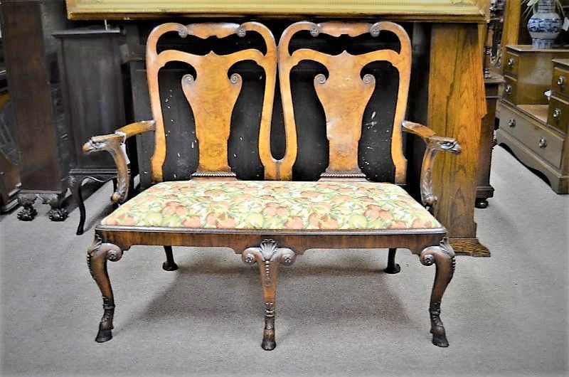 Irish style walnut settee