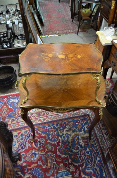 Mahogany two tier table with inlay &  ormolu mounts