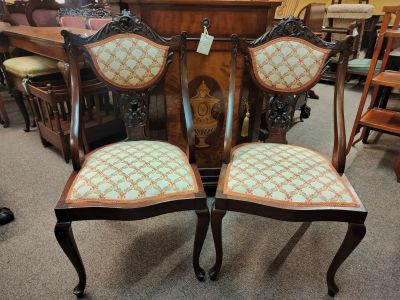 Pair of edwardian mahogany chairs