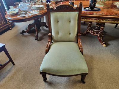 Victorian oak low chair