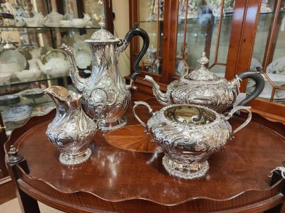 Four piece plated tea set