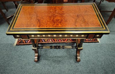 Victorian amboyna & ebony card table