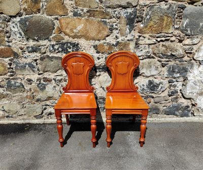 Pair of mahogany hall chairs