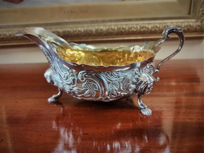 Irish silver sauce boat