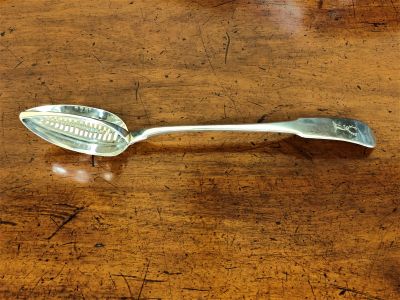 George III irish silver strainer spoon